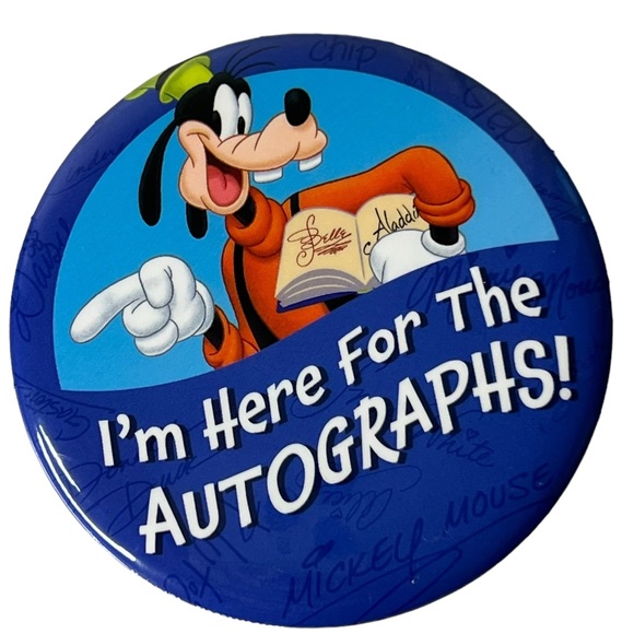 Disney Parks Button Pin Set I'm Here For The Ears/Autographs - Picture 4 of 8